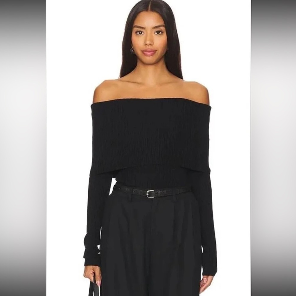 A.L.C. Evelyn Ribbed Knit Top - Black Size M